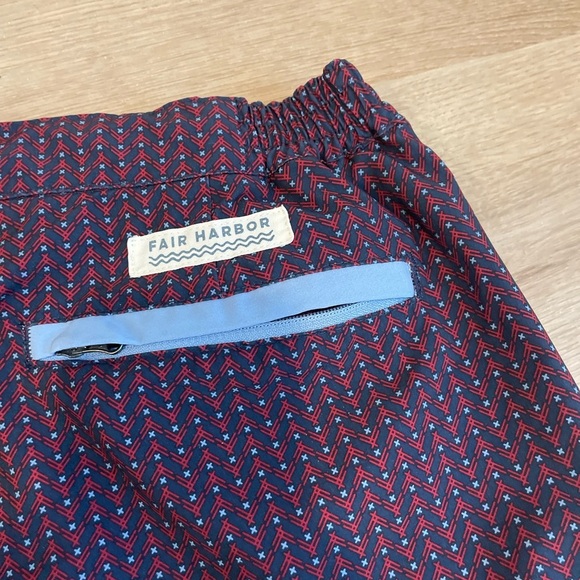 Fair Harbor Navy and Burgundy Patterned swimsuit - Picture 4 of 4